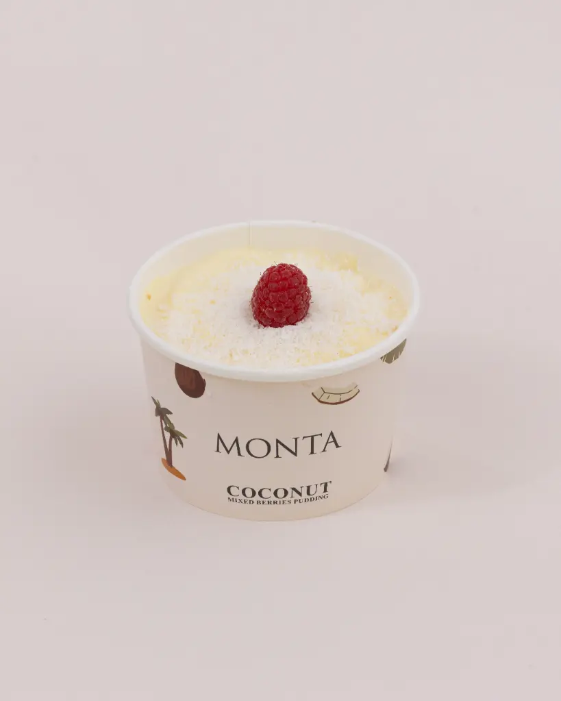 coconut mix berries pudding